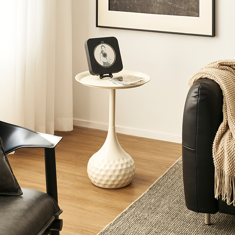 Modern Italian Luxury Round Corner Coffee Table - Portable Metal Frame Suitable for Balcony, Bedside, Sofa Table - Assembly Compact Minimalist for Small Spaces, Modern Furniture for Apartments & Living Room