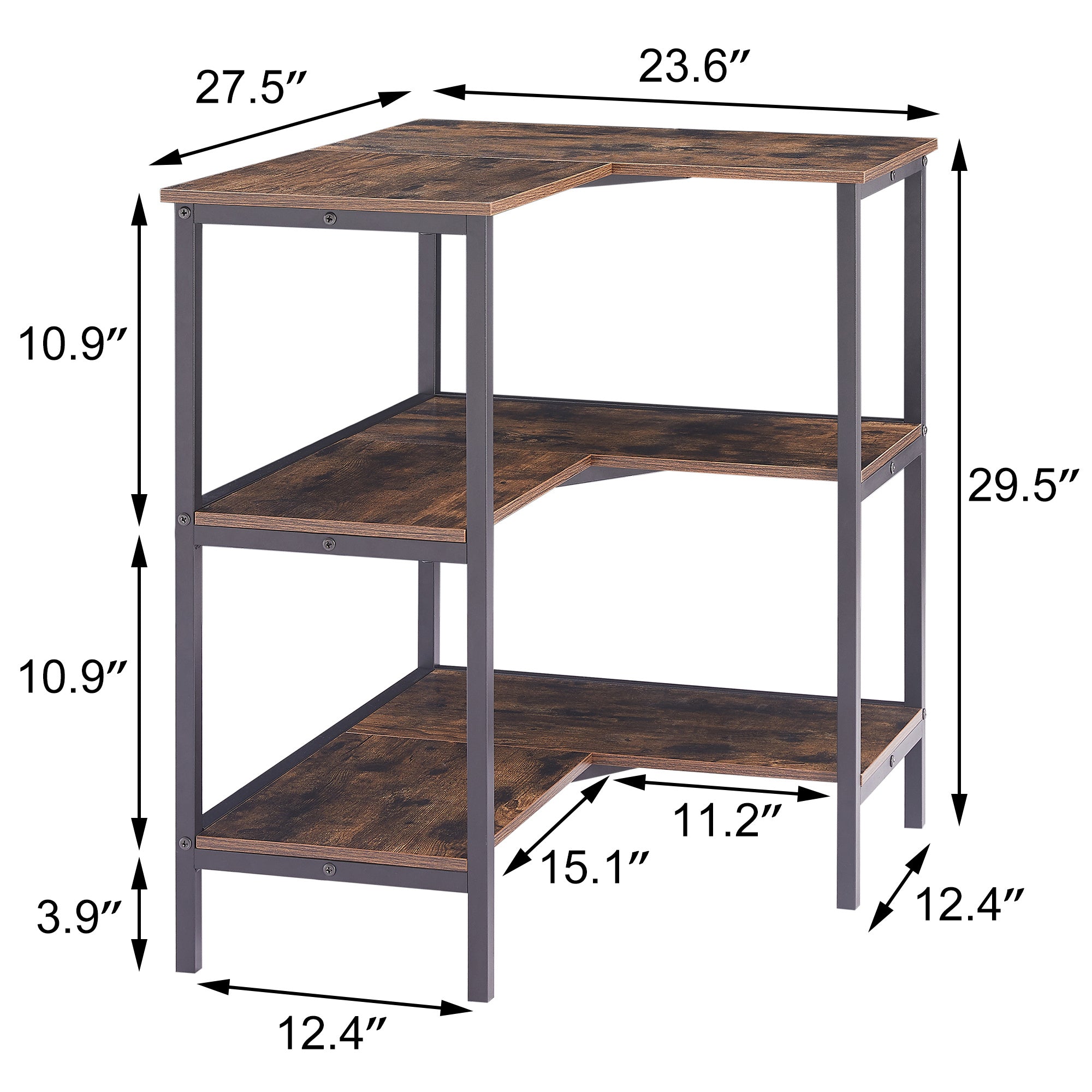 3 Tier Corner Cabinet Table with Open Shelf, Multipurpose Display Organizer Storage Stand for Living Room, Small Space