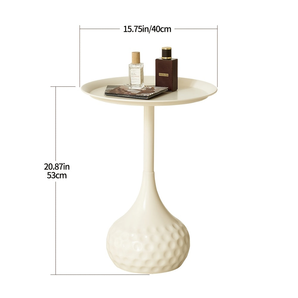 Modern Italian Luxury Round Corner Coffee Table - Portable Metal Frame Suitable for Balcony, Bedside, Sofa Table - Assembly Compact Minimalist for Small Spaces, Modern Furniture for Apartments & Living Room