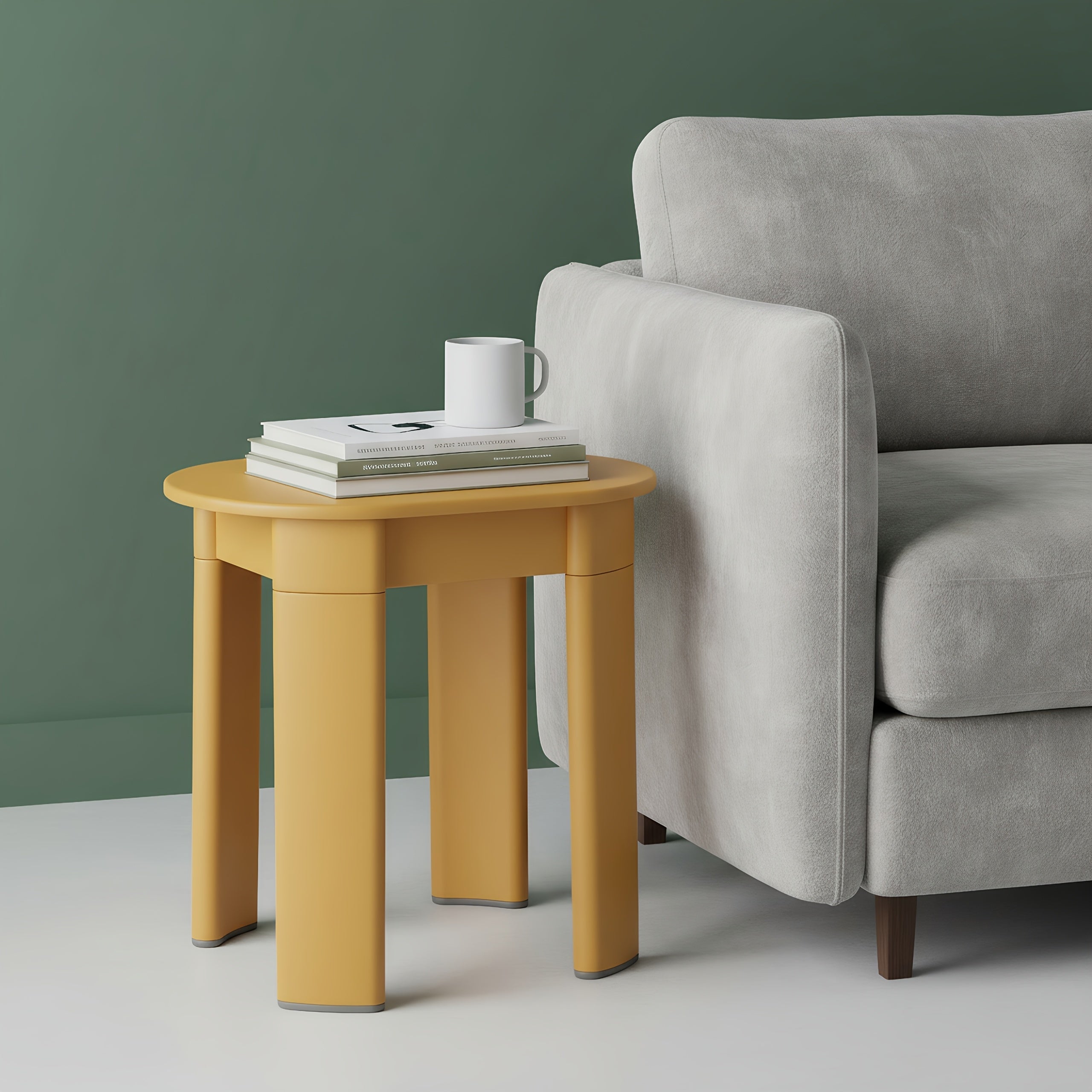 One-piece Corner Living Room Side Table | Bedroom Bedside Table, Storage Table, Shoe-changing Stool, Makeup Stool, Table and Stool in One, Suitable for Various Room Types, White, Yellow, Dark Pink, Plastic Material