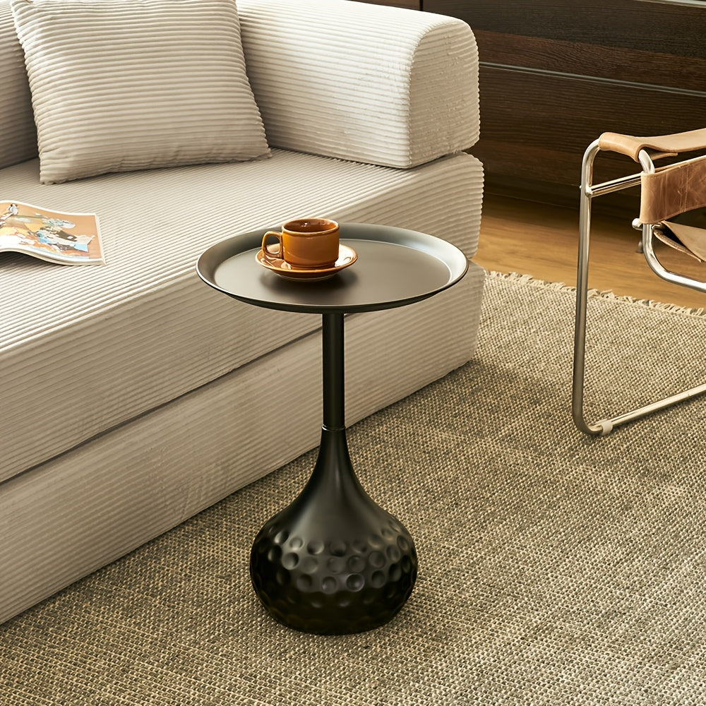 Modern Italian Luxury Round Corner Coffee Table - Portable Metal Frame Suitable for Balcony, Bedside, Sofa Table - Assembly Compact Minimalist for Small Spaces, Modern Furniture for Apartments & Living Room