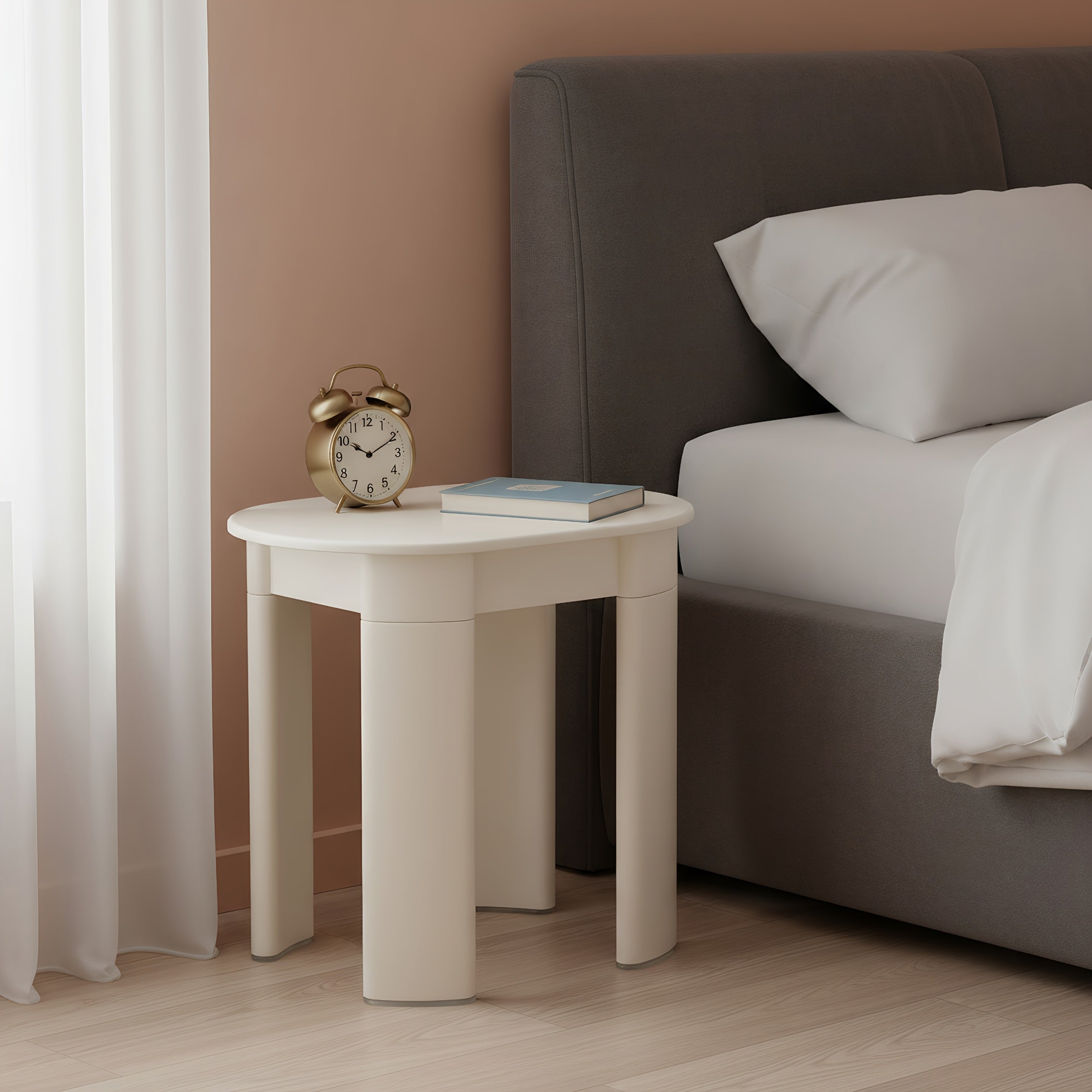 One-piece Corner Living Room Side Table | Bedroom Bedside Table, Storage Table, Shoe-changing Stool, Makeup Stool, Table and Stool in One, Suitable for Various Room Types, White, Yellow, Dark Pink, Plastic Material