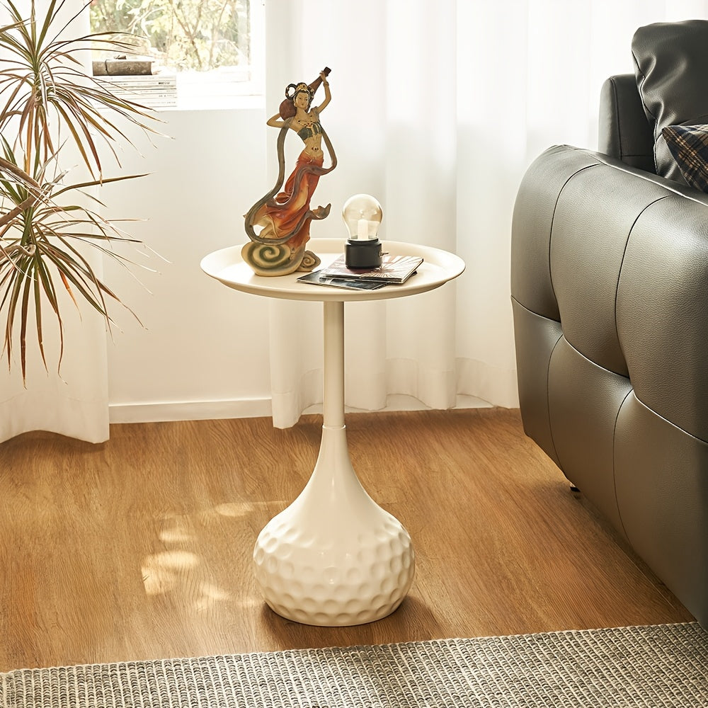 Modern Italian Luxury Round Corner Coffee Table - Portable Metal Frame Suitable for Balcony, Bedside, Sofa Table - Assembly Compact Minimalist for Small Spaces, Modern Furniture for Apartments & Living Room