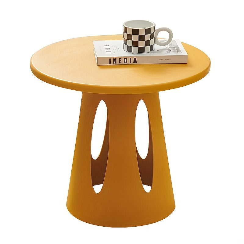 Scandinavian Style Round Table - Lightweight Modern Plastic Corner\u002FSide Table Suitable for Small Spaces, Balcony, Bedside - Compact \u002FOutdoor Furniture with Neutral Color (No Assembly)