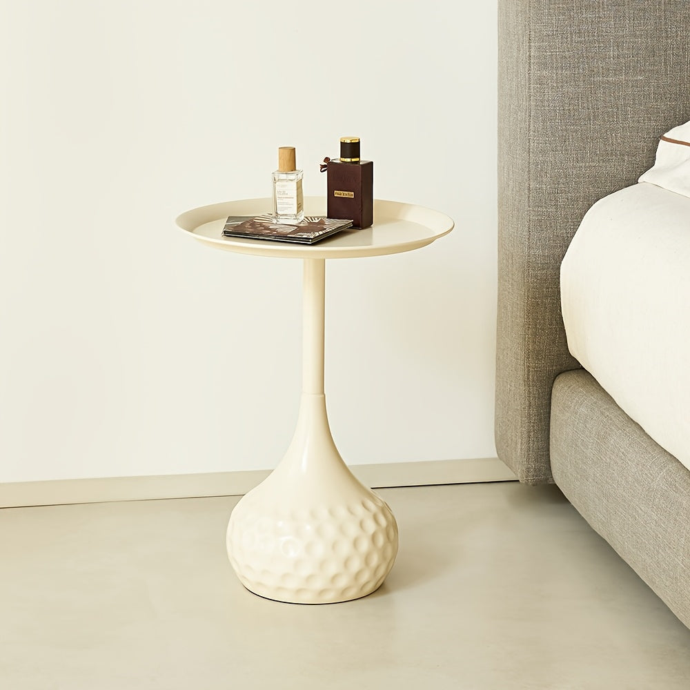 Modern Italian Luxury Round Corner Coffee Table - Portable Metal Frame Suitable for Balcony, Bedside, Sofa Table - Assembly Compact Minimalist for Small Spaces, Modern Furniture for Apartments & Living Room