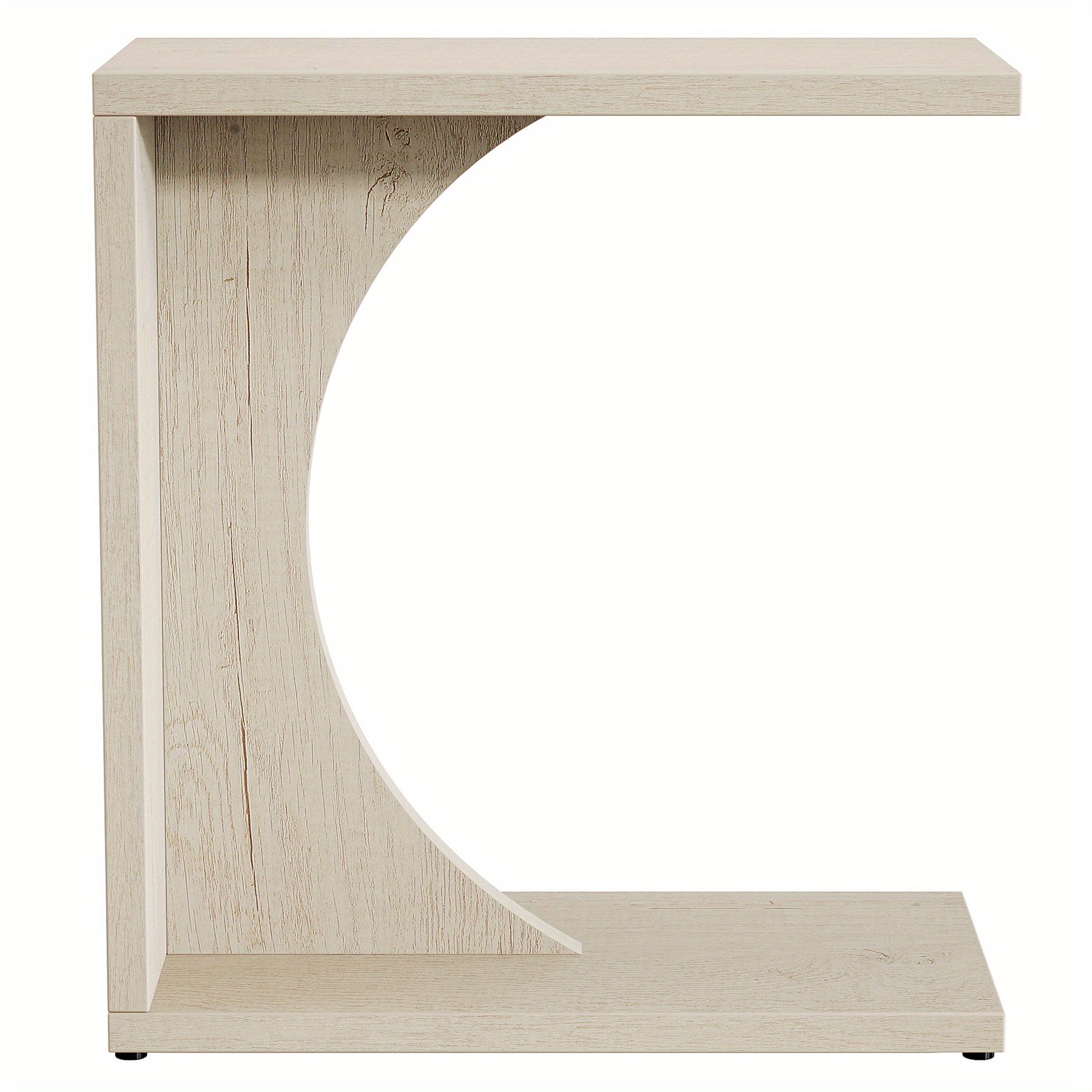 Beige C-Shaped Side Table for The Couch, Compact Nightstand for The Sofa, Wooden Bedside Table Suitable for a Living Room Or Bedroom, Ideal for a Laptop Workspace ()