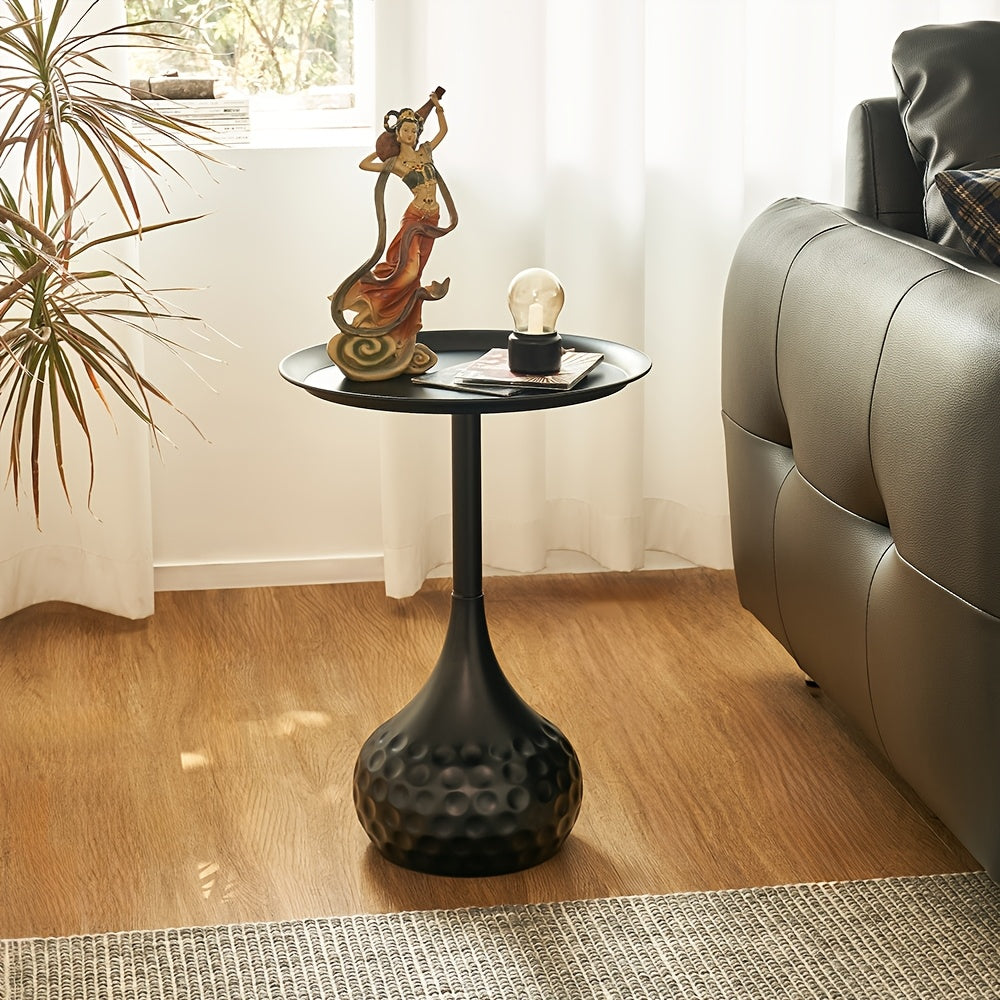 Modern Italian Luxury Round Corner Coffee Table - Portable Metal Frame Suitable for Balcony, Bedside, Sofa Table - Assembly Compact Minimalist for Small Spaces, Modern Furniture for Apartments & Living Room