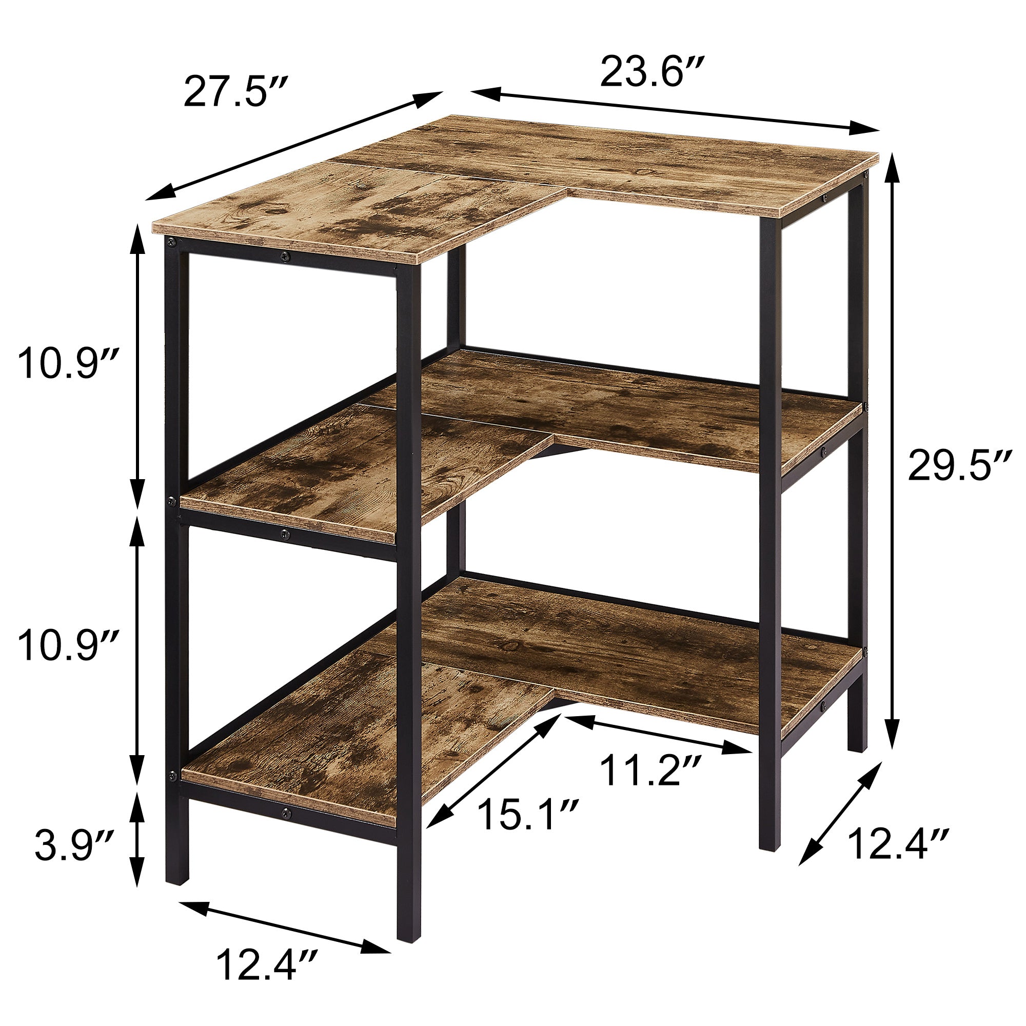 3 Tier Corner Cabinet Table with Open Shelf, Multipurpose Display Organizer Storage Stand for Living Room, Small Space